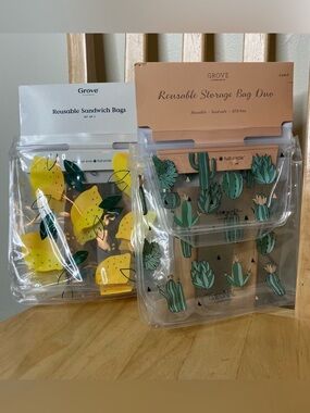 Brand New Grove Collaborative reusable sandwich snack ziploc bags